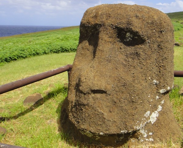 Tête de moai à terre